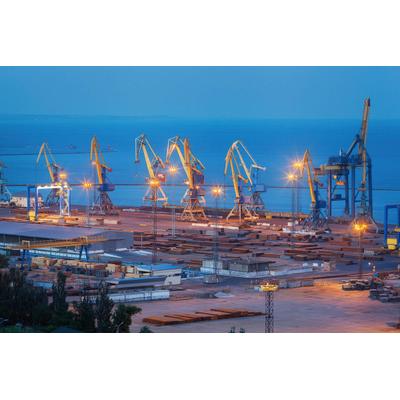 Fototapete PAPERMOON "Hafen bei Nacht", bunt, B:3,5m L:2,6m, Vlies, Tapeten