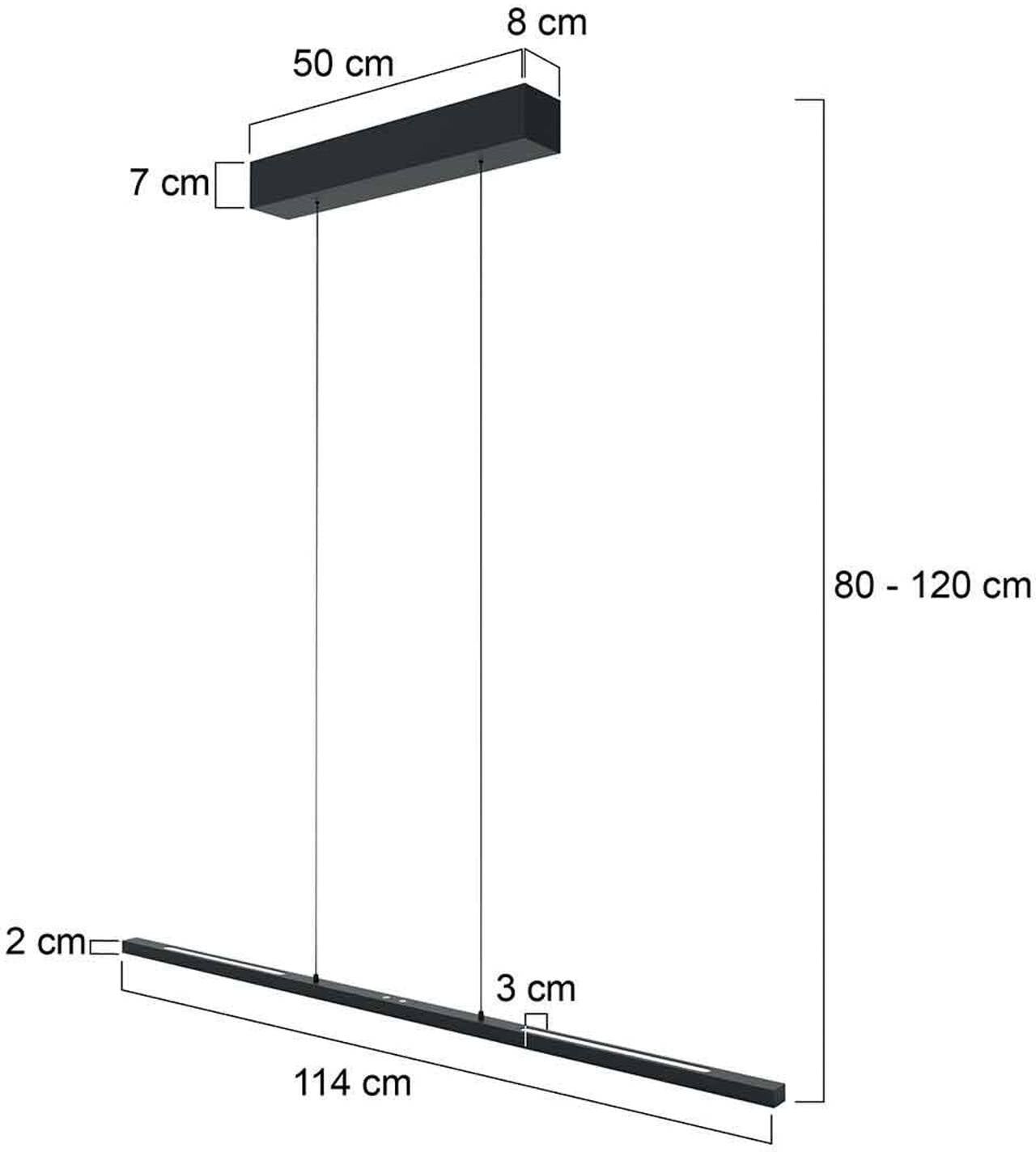 Steinhauer Lámpara colgante LED Bande, atenuable, Negro, Salón / Comedor, Metal, Moderno