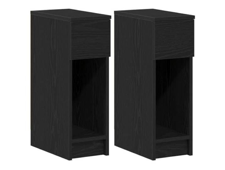 Fisinber Nachttisch 2er Set Schwarz Eichen-Optik 20x36x60 cm Kompakte Nachtkommode für das Schlafzimmer mit Schublade und Ablage für Bücher sowie Dekoration im modernen Design.