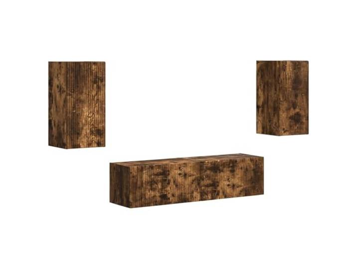GKHPYURE TV-Möbel-Set, 4 Stück, Eiche Rauch, Holz, mehrschichtig 60 x 31 x 29,5 cm, Medienschrank, Heimkino, großer Stauraum, funktionales Design
