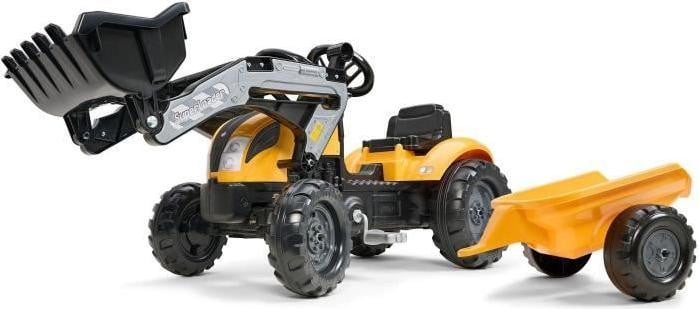 Falk Mighty Builder Trekker met aanhanger, geel