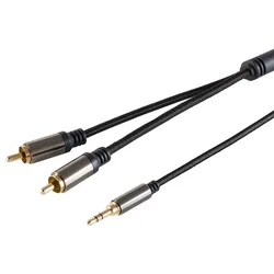 BlackCotton Klinken Adapter Audiokabel, 3,5mm 2x Cinch, Stereo, schwarz - Länge: 1,00 m