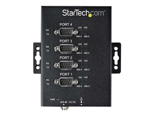 StarTech.com Startech 4 Port Serieller Hub, USB auf RS232/RS485/RS422 Adapter - Industrieller USB 2.0 auf DB9 Konverter Hub - IP30 Schutzklasse - Hutschienenmontierbar, 15kV ESD Schutz (ICUSB234854I) (ICUSB234854I)