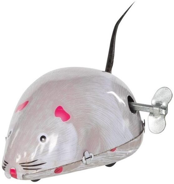 Souris grise en métal à remonter - Goki