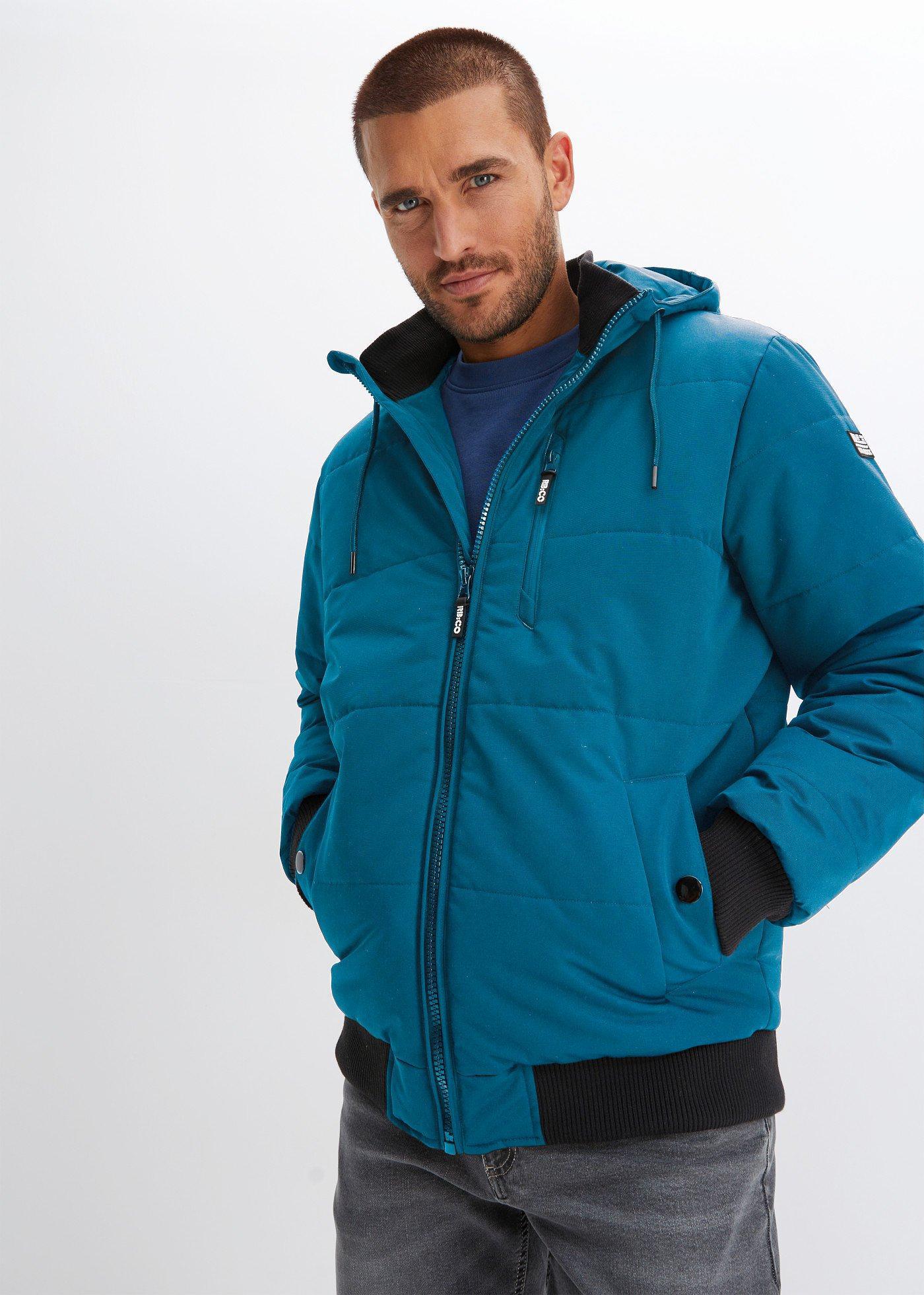 bonprix Winter-Steppjacke in Blousonform mit Kapuze, petrol, Gr.54, Gesteppter Winterblouson mit Kapuze