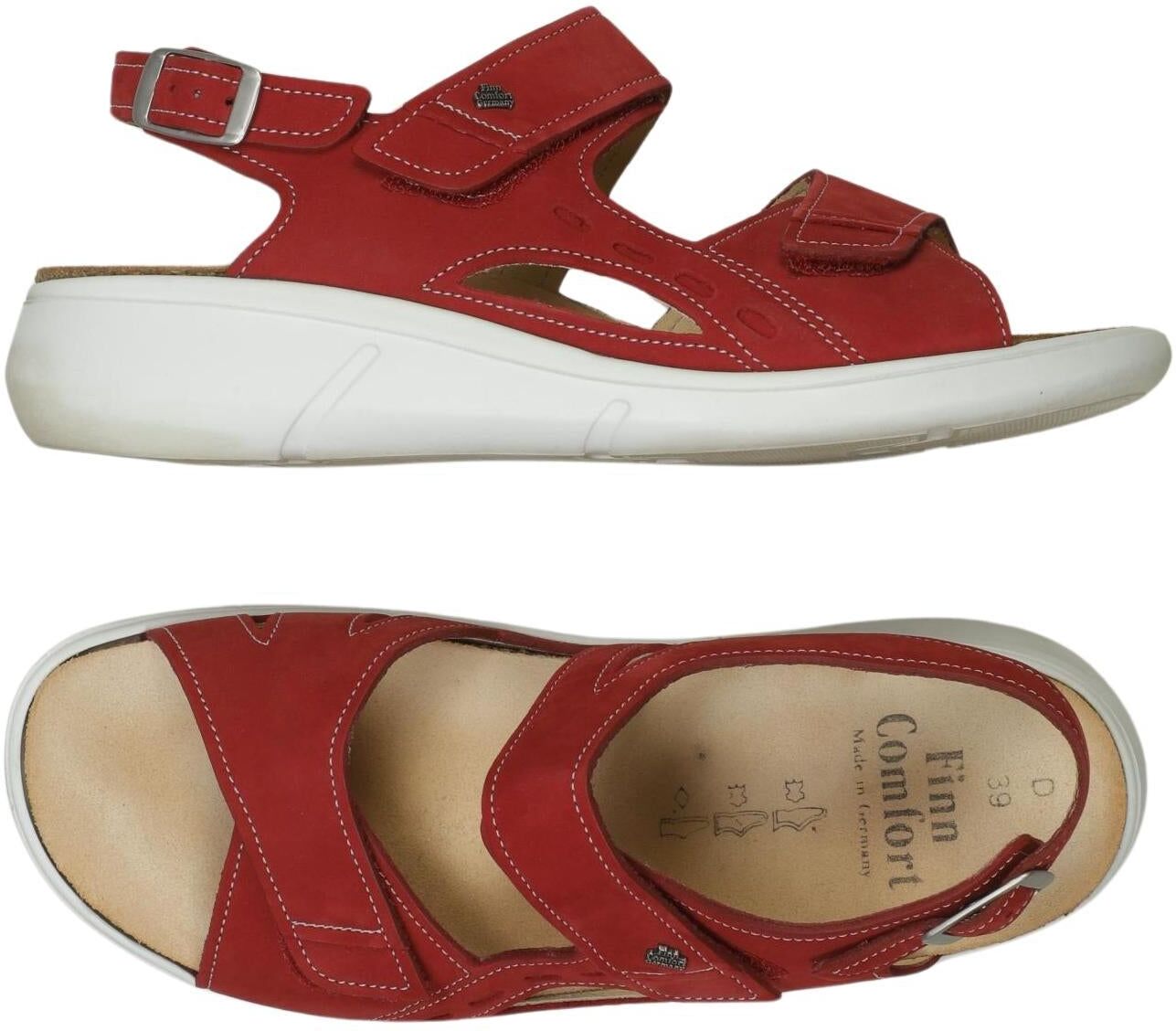Finn comfort Damen Sandalen, Rot, Gr. EU 39, Leder - Second Hand
