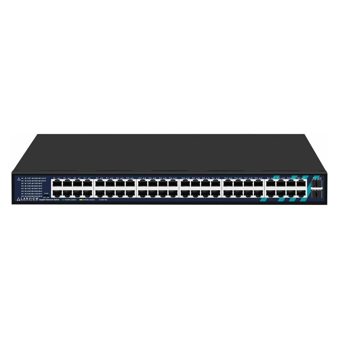 Lanview Unmanaged 48-Port RJ45 With 2 (50 Ports) (LVN-1UMOUNT-48PORT-2SFP-1G)