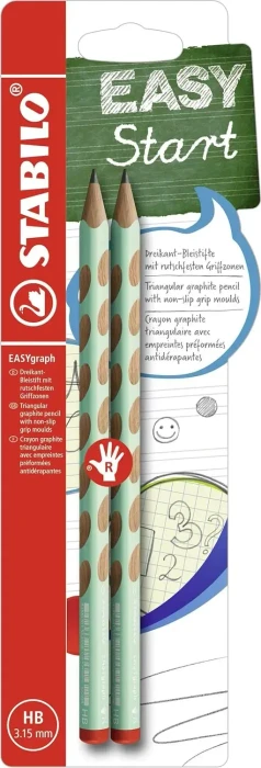 STABILO EASYgraph R Pastel Edition HB Bleistift Grün - 2 Stück im Blister, 2 Stück
