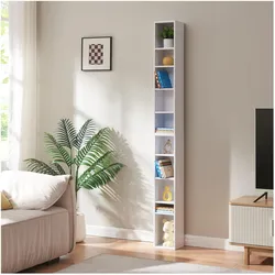 En.Casa CD Regal Tynset 187x20x17 cm mit 10 Fächern Weiss (CDs), CD- & Schallplatten Aufbewahrung, Weiss