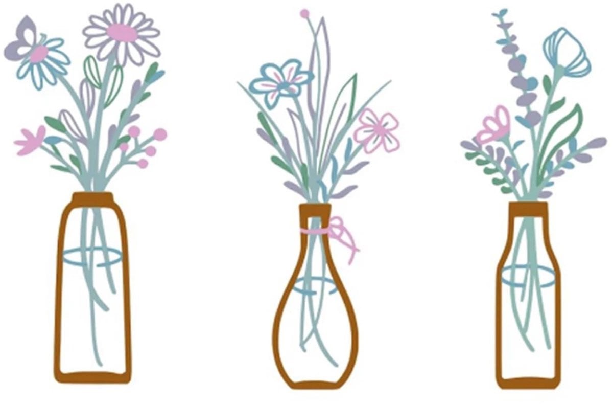3-delige Metalen Bloemen Wanddecoratieset - Elegante Vazen voor Thuis