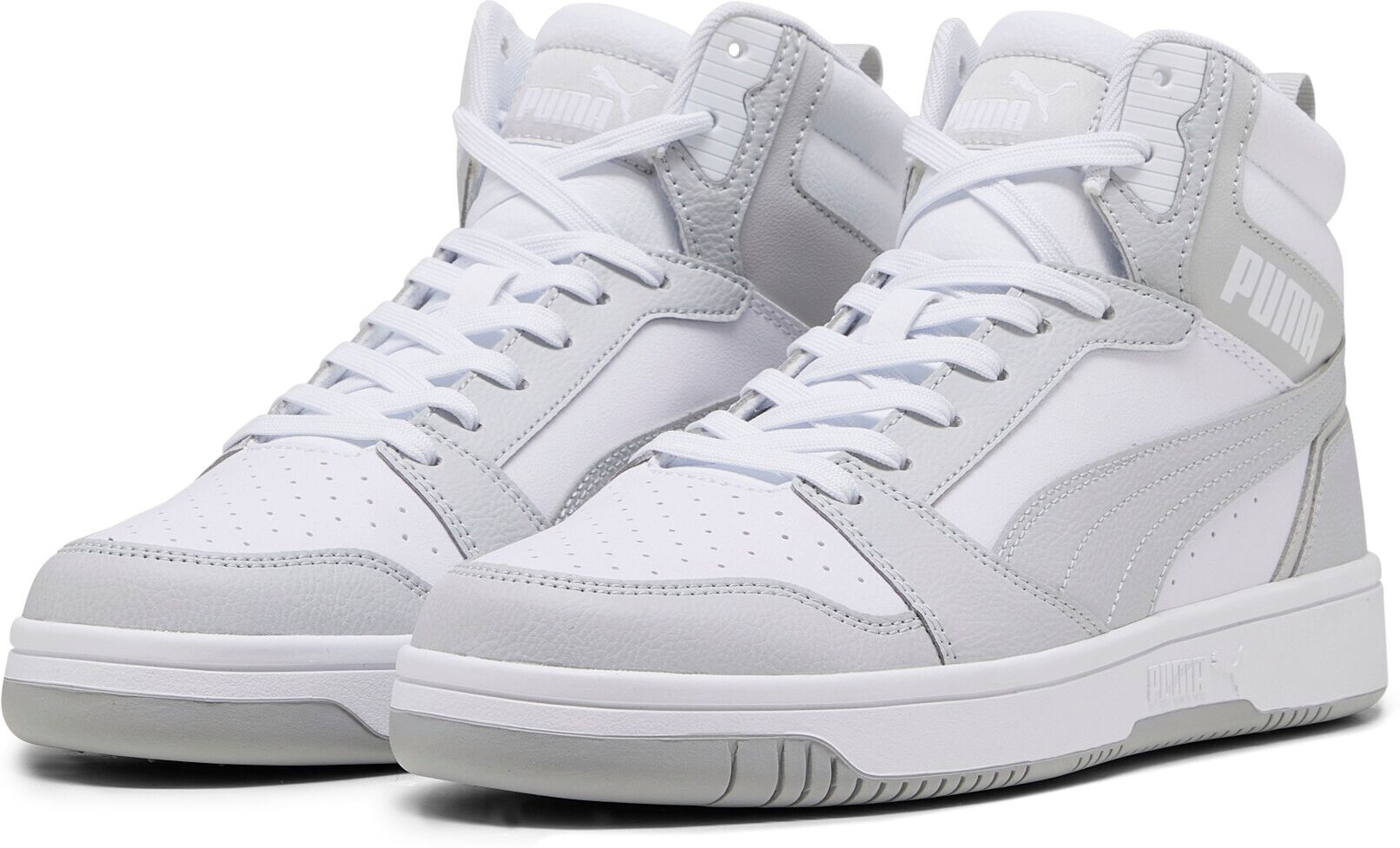 Sneaker PUMA "REBOUND V6", Damen, Gr. 38, weiss (puma weiß, ash gray), Synthetik, unifarben, Schuhe Sneaker, knöchelhoch, wasserabweisendes Obermaterial, weiche Innensohle puma weiß, ash gray 38