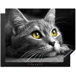 HERDABDECKPLATTE Katze - Grau - Tiere - Katze Induktionsmatte 77x59 cm
