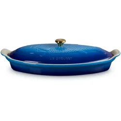 Le Creuset Fischbackform Tradition mit Deckel 34cm - blau