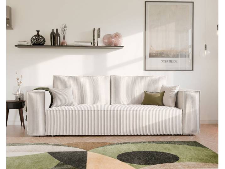 yourhouse24 Sofa BALI Kompaktes Design – Trend-Bezug, Schlaffunktion & Bettkasten, mit Schlaffunktion und Bettkasten, Seite universal