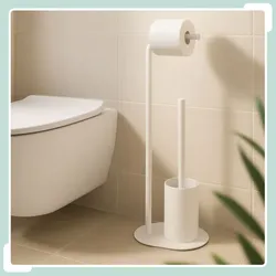 Relaxdays Weiße WC-Garnitur aus Metall Weiß
