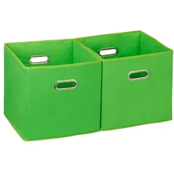 Relaxdays 6 x Aufbewahrungsbox Stoff grün Grün,Silber