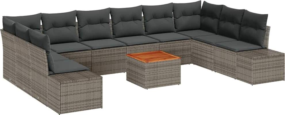 Garten-Sofa-Set mit Speicher 11 pcs Grau