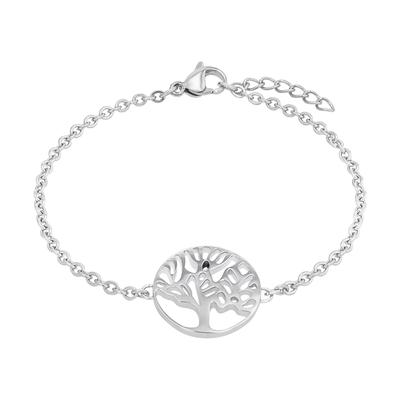 Armband AMOR "Lebensbaum-Motiv", silber (edelstahlfarben), Armbänder, Damen, 19cm, Edelstahl, Armband