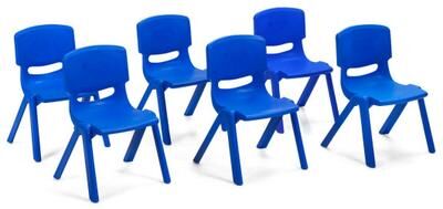 Costway 6-pack Kids Plastic Stackable Classroom Chairs-Blue