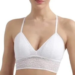 DKNY BH Modern Lace Racerback Longline Bralette Weiß Nylon Medium Damen