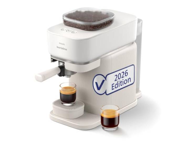 PHILIPS Baristina Kaffeevollautomat, frische Bohnen, mahlt & brüht autom. Espresso, Café Crema & extra intensiv, einstellbare Kaffeelänge, Keramikmahlwerk, kompakt, leicht zu reinigen (BAR305/00)