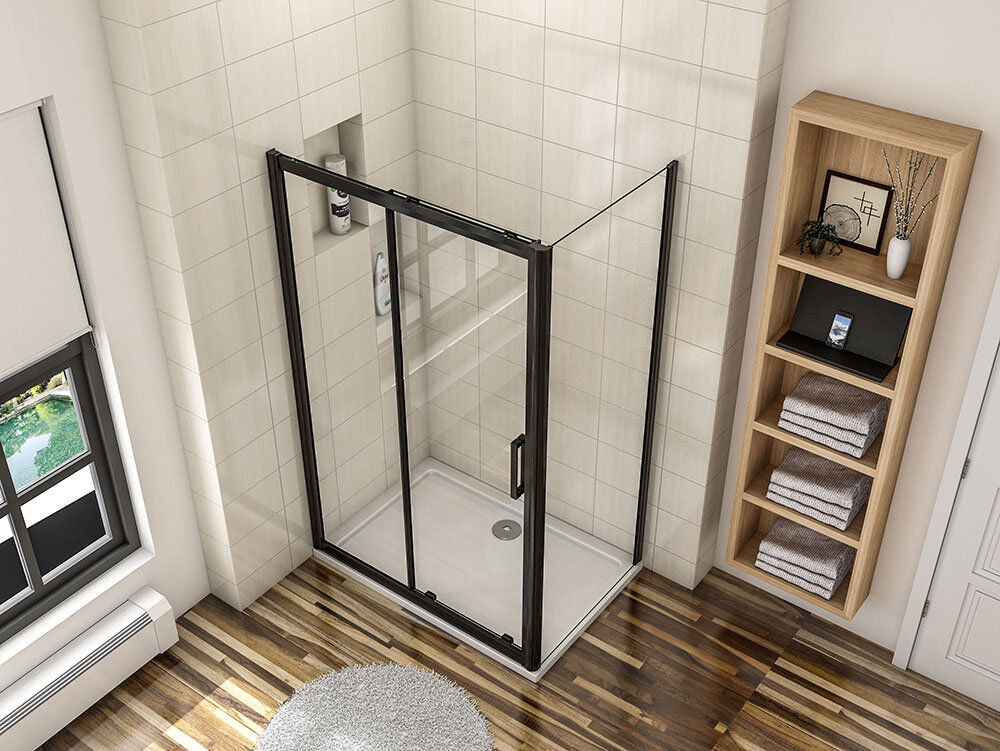 Latitude Run Analea Sliding Rectangle Shower Enclosure  1950 x 1200 mm Stainless Steel 195cm H X 120cm W X 90cm D