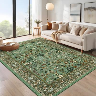 Garvee Washable Vibrant Leaf Floral Area Rug