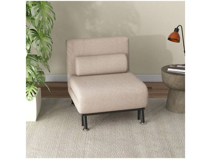 Fauteuil convertible – Relax – Dossier inclinable – Beige – Structure métal – 1 place – 150 kg