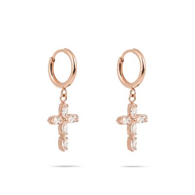 Paar Ohrhänger TAMARIS "Cross, Kreuz-Design", rosa (roségoldfarben), Ohrringe, Damen, Edelstahl