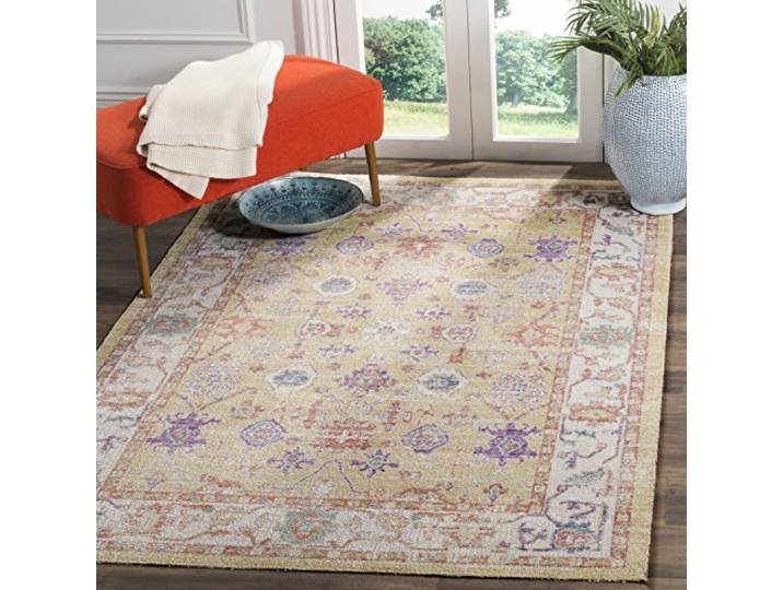 SAFAVIEH Tapis Boho Pour Salon\, Salle à manger\, Chambre à coucher - Windsor Collection\, Tapis à poil court\, Or et Lavande\, 152 X 213 cm