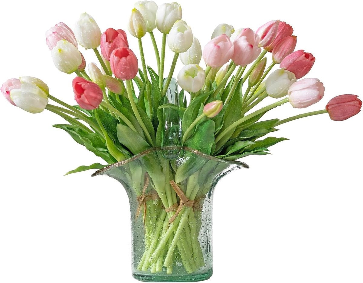 ShopVlot Set van 15 realistische kunstmatige tulpen van latex voor decoratie