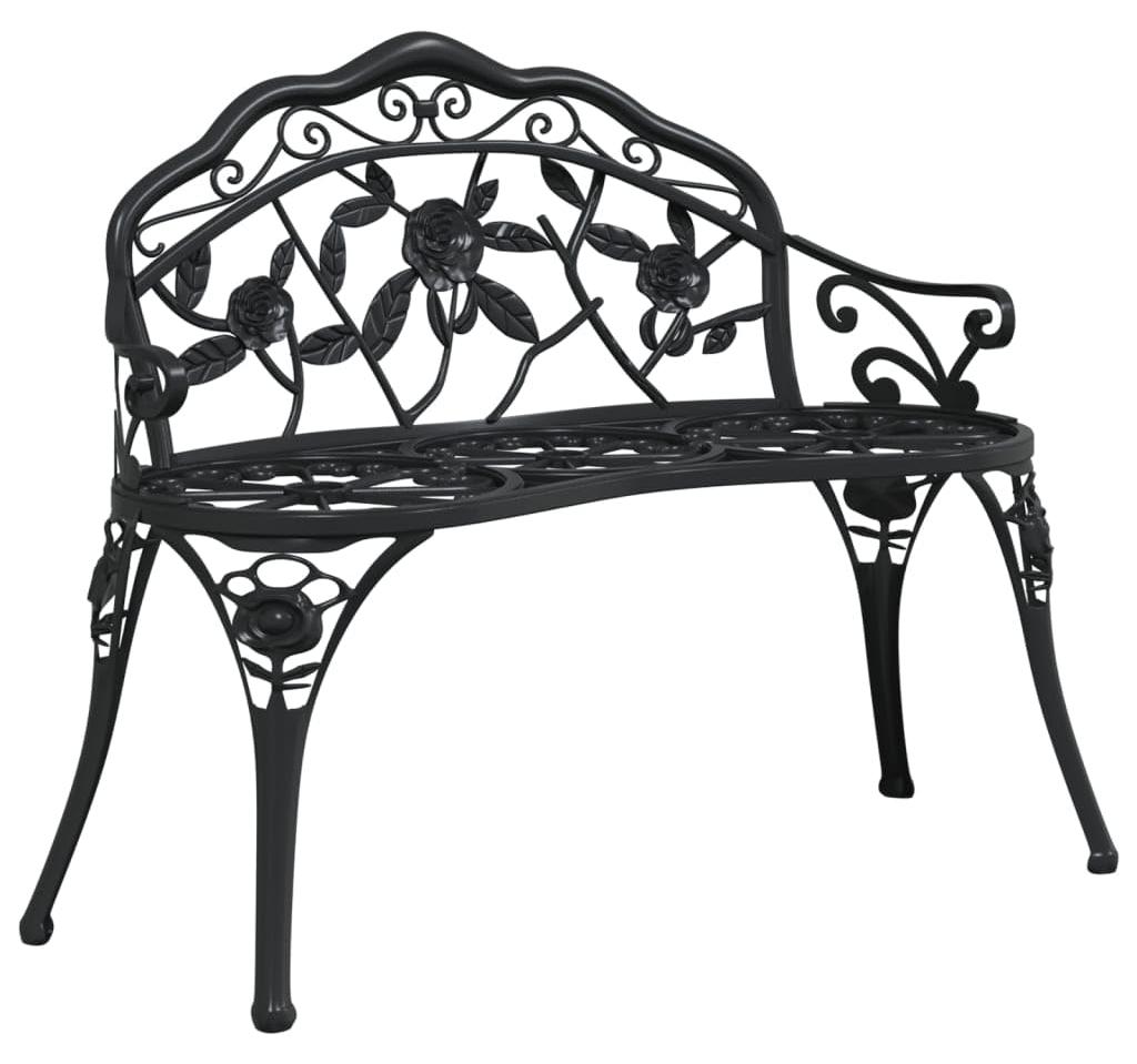 Gartenbank aus Aluminium - 100 cm, schwarz - wetterbeständig - Füße aus Gusseisen