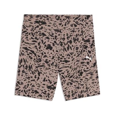 Leggings PUMA "Graphic Animal Printed Kurze Leggings Mädchen", Kinder, Gr. 140, Normalgrößen, sandstone beige, Obermaterial: 5% Elasthan, 95% Baumwolle, bedruckt, eng, Hosen Leggings