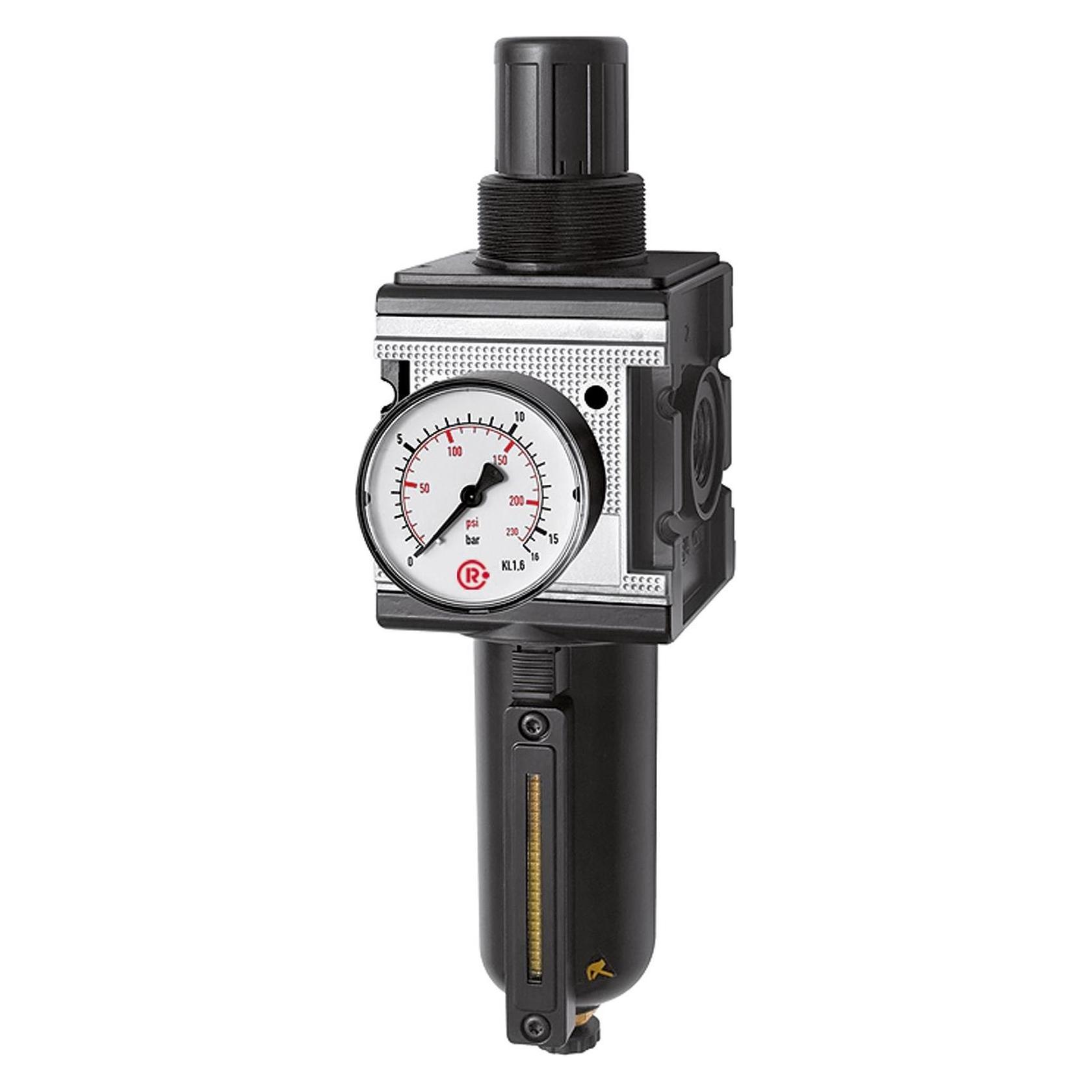 Riegler Filterregler multifix mit Metallbehälter Sichtrohr und Manometer BG4... (C 44 M-SR-10)