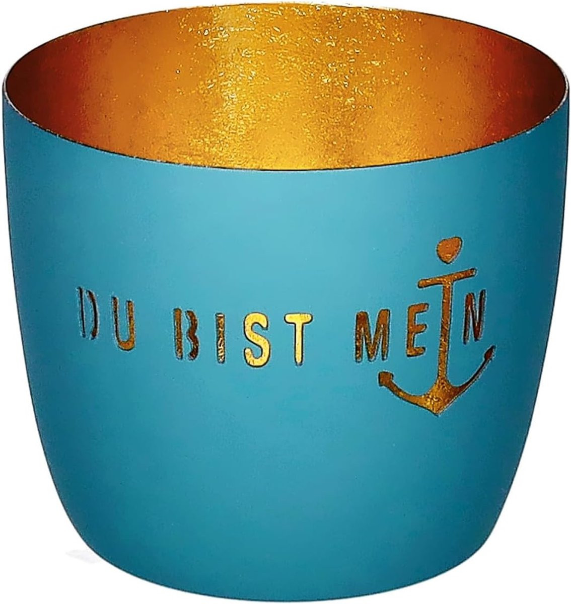 Giftcompany Madras Windlight Du bist My Anchor Powder Blue/Gold 8.5cm