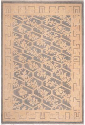Treasured Knots Hexagonal Trellis Floral Hand-Knotted Wool Area Rug