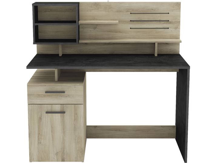 Schreibtisch DEMEYERE GROUP Malicia , braun (kronberg eich, sidewalk, sidewalk), B:121,5cm H:119,6cm T:58,4cm, Tische, Schreibtisch, Schreibtisch mit Funktionalen Ausstattung