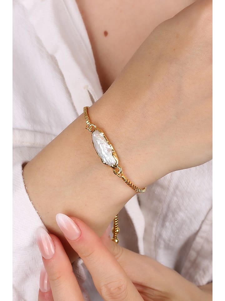 Pierres delicates Vergold. Armkette mit Perlmutt - onesize