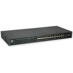 LevelOne 24x Ethernet, 2x SFP, PoE L2 Buffer, AC, 50/60 Hz (26 Ports), Netzwerk Switch, Grau, Schwarz