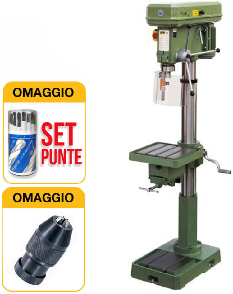 Ltf M05860032 Trapano a colonna a pavimento, tavola ribaltabile con morsa 400V