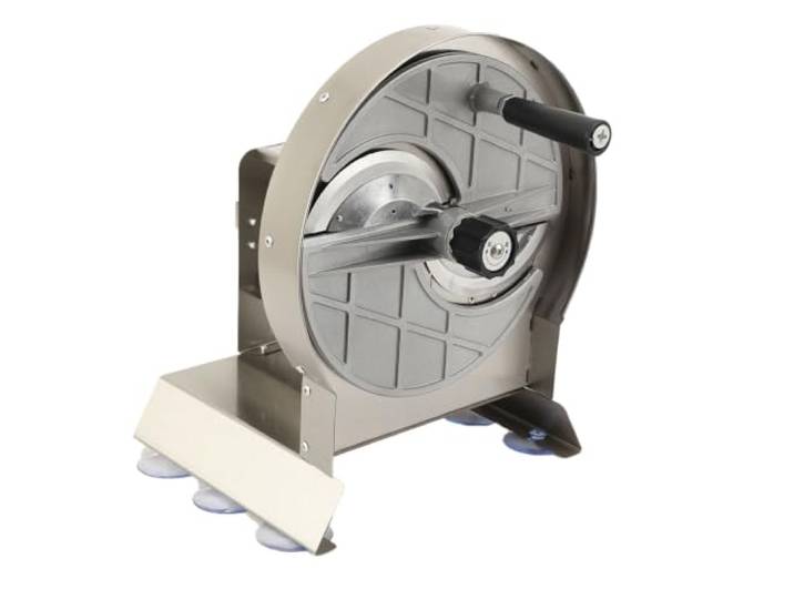 LALABU Handkurbel Gemüseschneider, Manueller Obstschneider, Allesschneider Gehäuse Edelstahl 201, Klinge Edelstahl 420, Stufenlos 0,1-10mm, Starke Saugfüße, Großer Einfüllschacht, Schnell Reinigbar