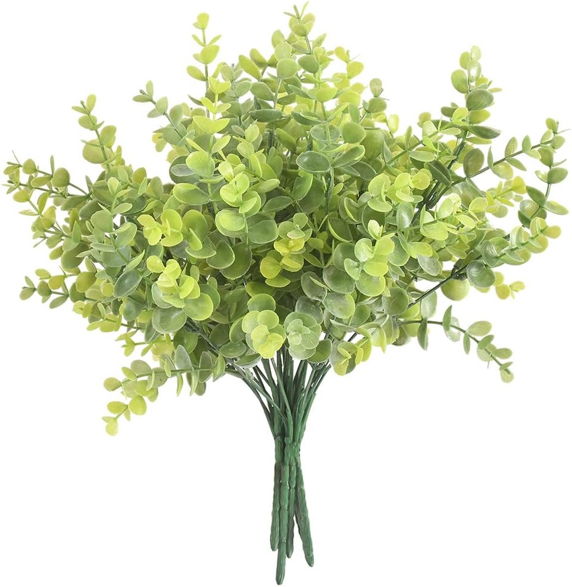 6 bundels kunstmatige eucalyptus pikkers groen UV-bestendig kunstboeket voor decoratie