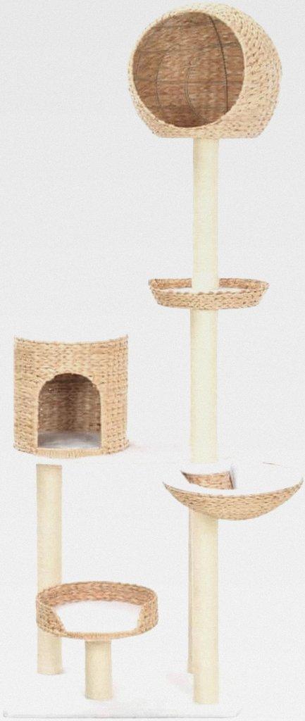 Kratzbaum mit Haus 4 Körben Katzenbaum Katzenkratzbaum Kletterbaum Spielbaum für Katzen Katzenmöbel Sisal Seegras Plüsch 180 cm