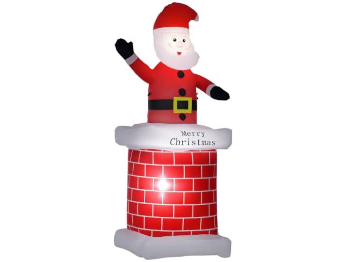 HOMCOM Aufblasbarer Weihnachtsmann mit Schornstein 210 cm Beleuchtet