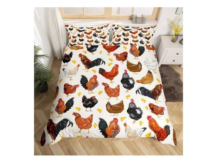 LuxusKollektion Kinderbettwäsche Bettbezug Kinder Huhn 155x220cm Mehrfarbig