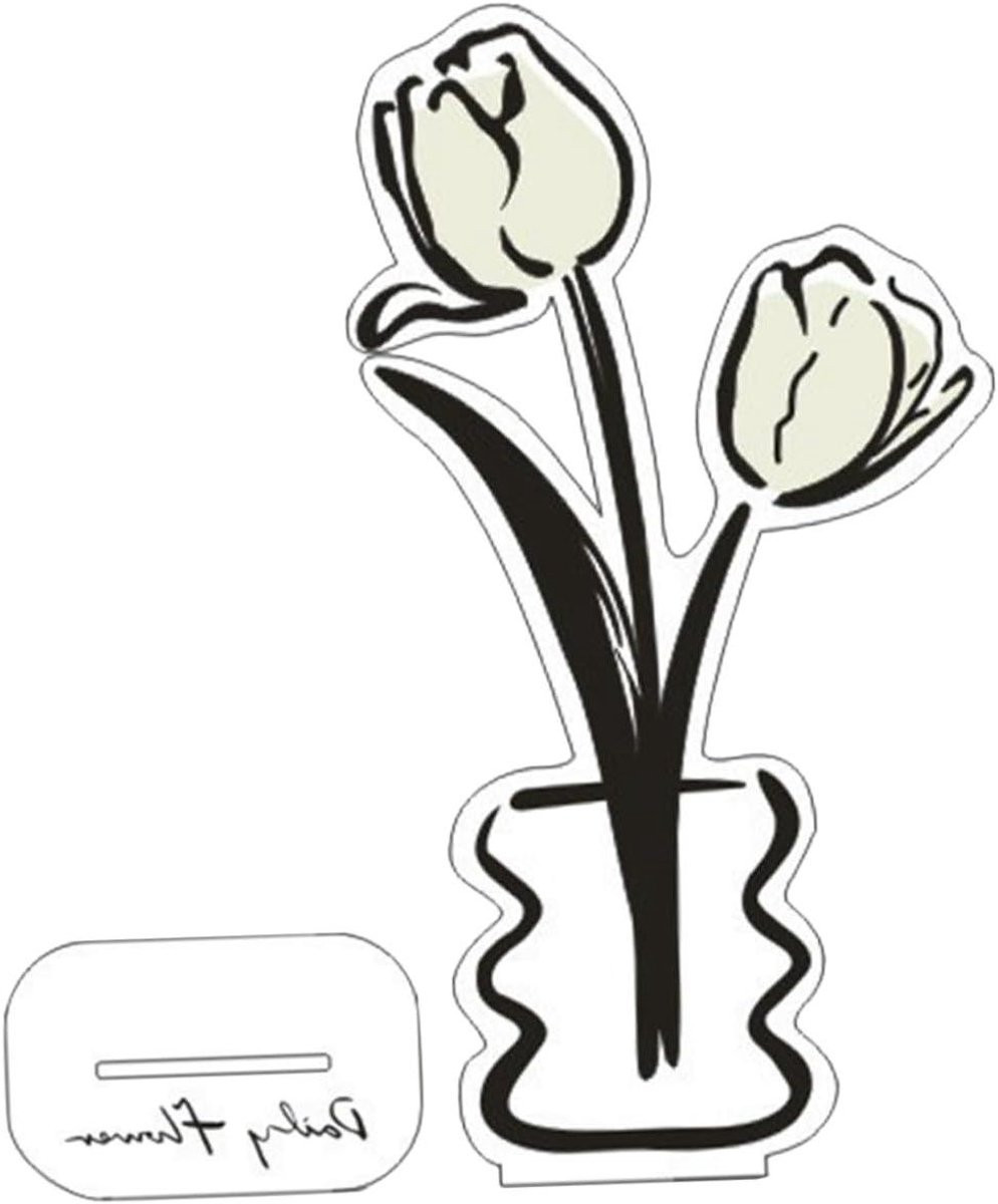 Acrylaat Foto Houder met Tulpen Design Memo Clip - Bureau Decoratie - 20 x 10,9 cm