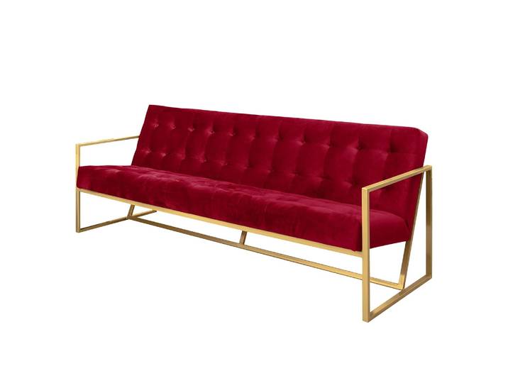 Sofa II Microfaser 3-Sitzer Rot/Kirschrot Webstoff 216 x 74 x 86cm Glamour