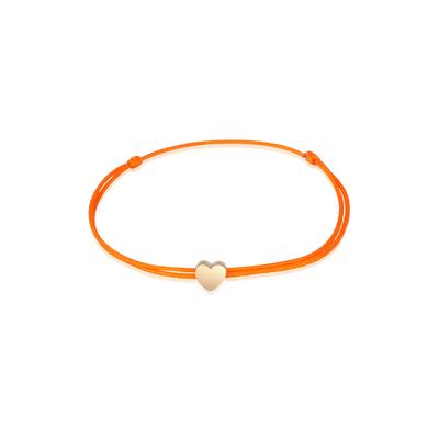 Armkette ELLI "Armband Herz Liebe Textil Romantik 925 Silber" Gr. 160, orange, Armbänder, Damen, Silber 925 (Sterlingsilber), Armkette