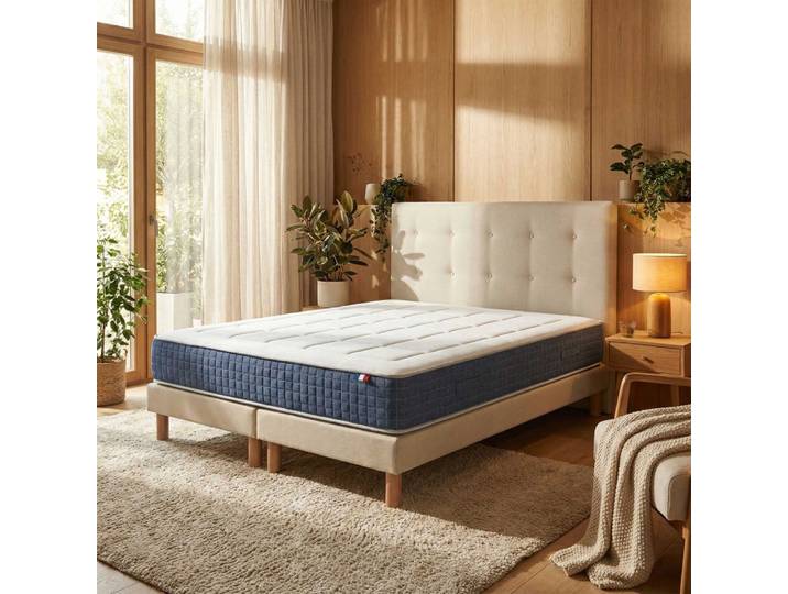 Ensemble matelas hybride + tête de lit 2x80x200