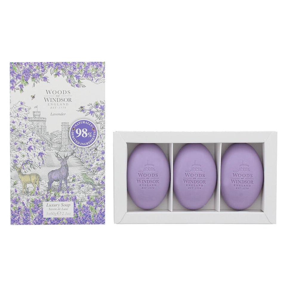 Woods Of Windsor Lavender by Fine English Soap 3 x 60 g (Hartseife, 180 g) (540940xyxy)